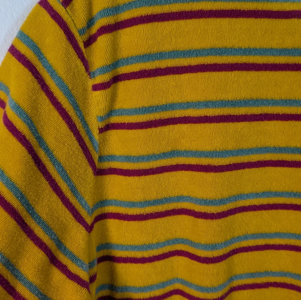 Fila UO Men's Retro Yellow Stripe Cotton Terry Cloth Tee Shirt - Picture 5 of 8